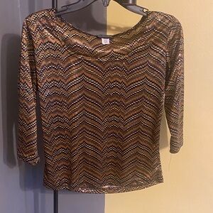 Women’s Brown Patterned Sequin Top